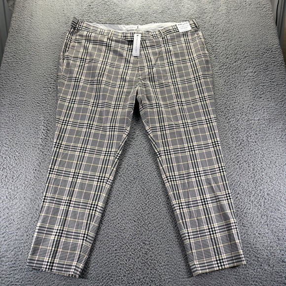 Topman Chino Pants Mens 46x30 Multicolor Plaid Polyester Stretch Athletic Golf - Picture 1 of 12
